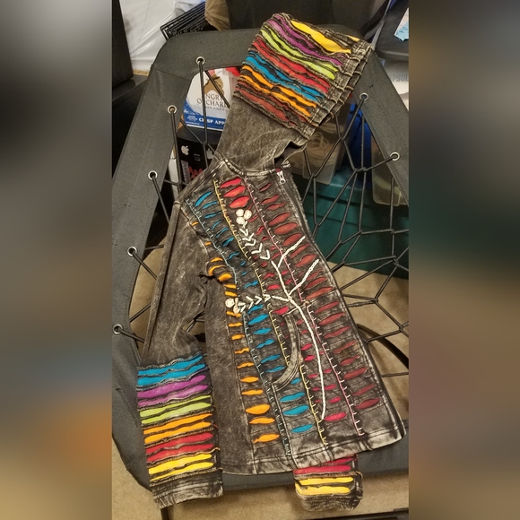 ⚠️DONATING 11/24⚠️Boho Nepalese Handmade Ripped Dyed Hooded Sweatshirt - Picture 2 of 10